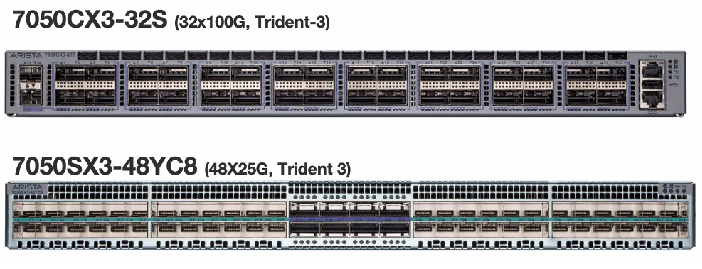 Front panel of two 1 RU switches
