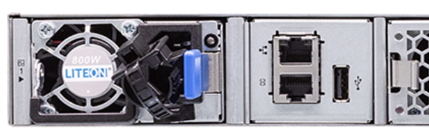 portion of rear panel with management ports