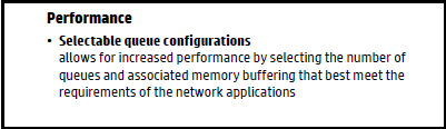 allows for increased performance by selecting the number of queues and associated memory buffering that best meet the requirements of the network application.