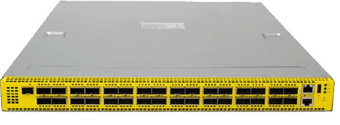 1 RU switch with bright yellow faceplate